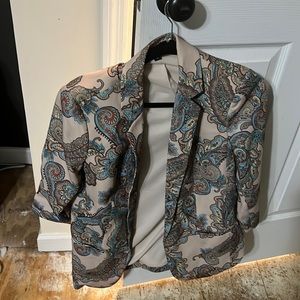 Express brand blazer, 3/4 sleeve, tan/blue/brown, size small
